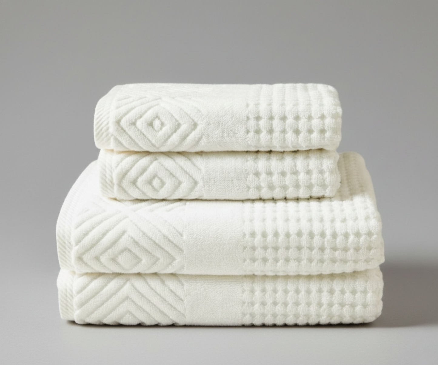Luxury Bath Towel Set – Texere 100% Organic Cotton Diamond Jacquard