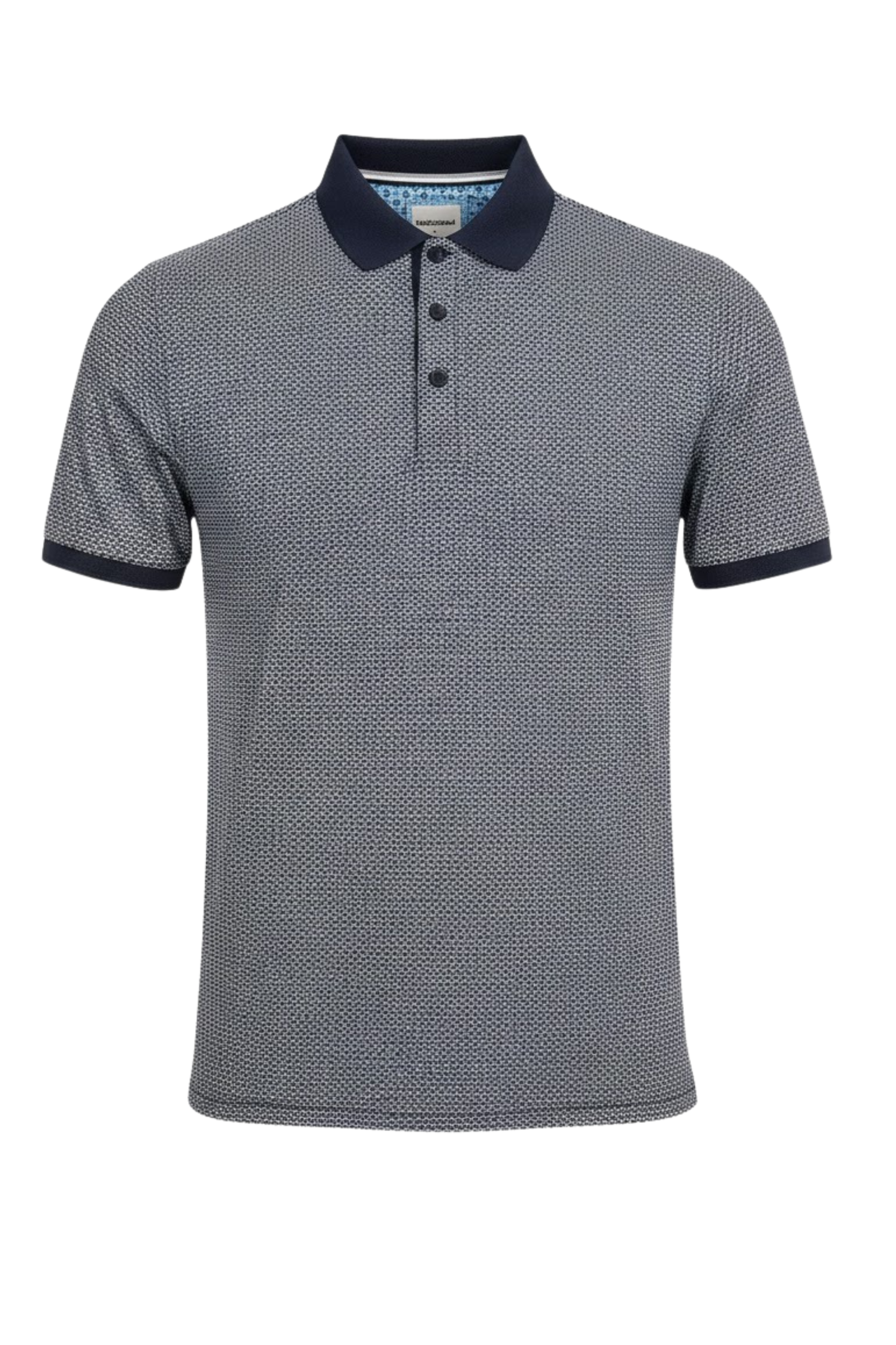 Mens Jacquard Textured 3 Button Polo