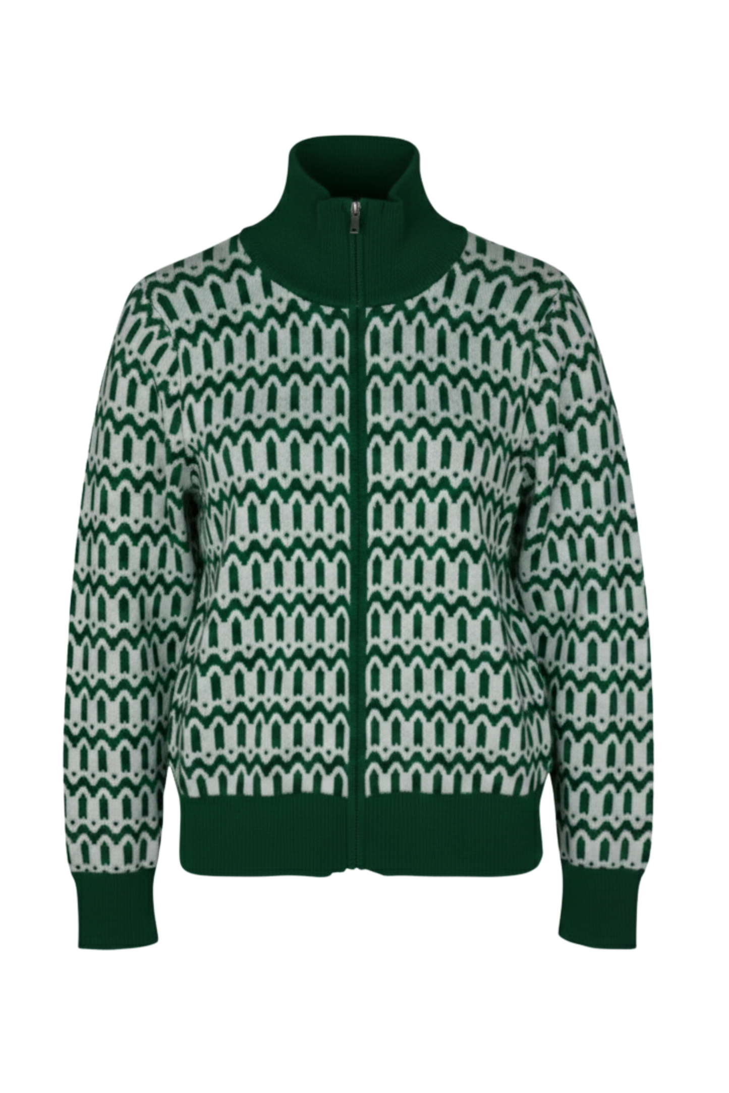 Elite Geometric Full-Zip Knit Cardigan