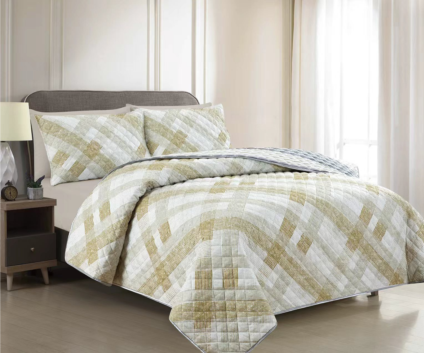 3 Piece Printed Quilt Set