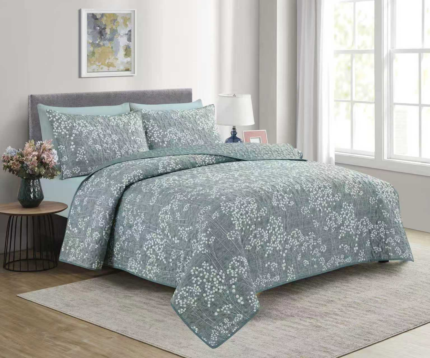 3 Piece Printed Quilt Set