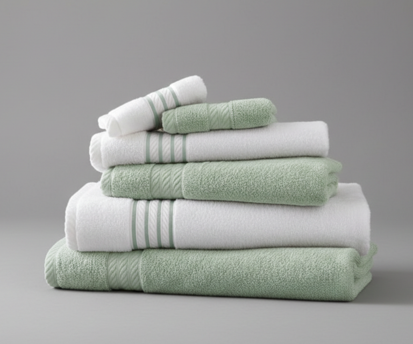 6 Piece Quick Dry Stripe / Contrast Towel Set