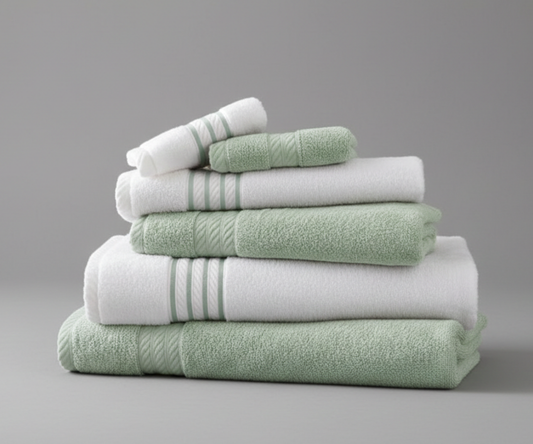 6 Piece Quick Dry Stripe / Contrast Towel Set