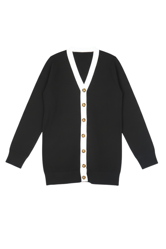 Women’s Contrast Placket Button-Down Cardigan