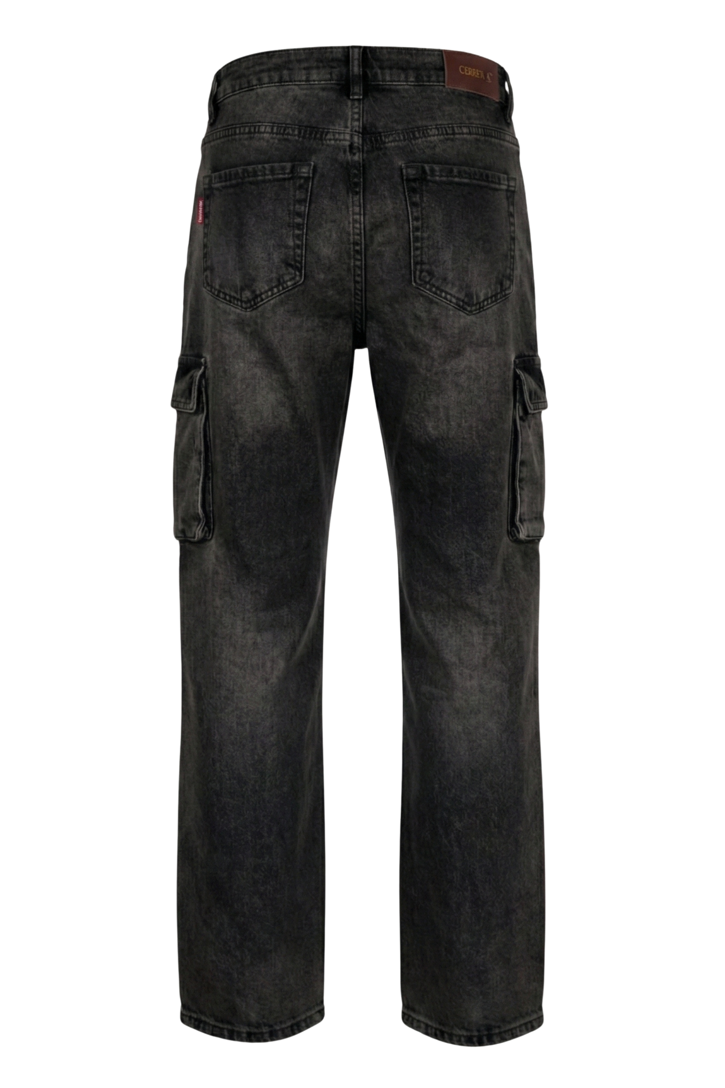 Ladies Acid Wash Wide Leg Jeans With Cargo