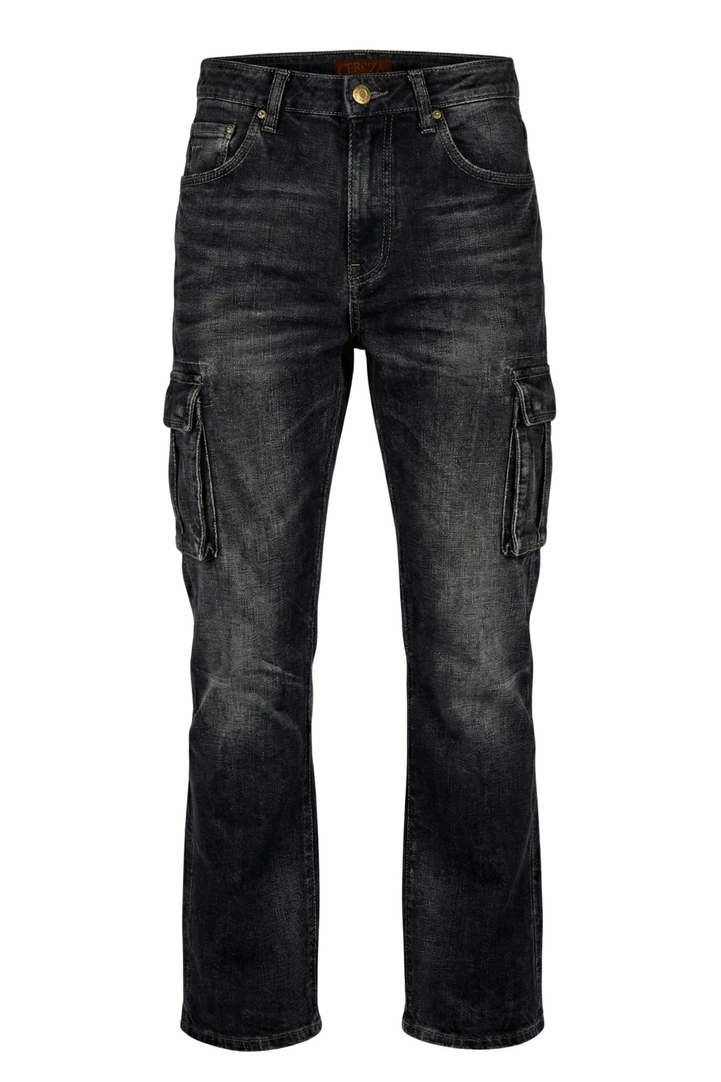 Ladies Acid Wash Wide Leg Jeans With Cargo