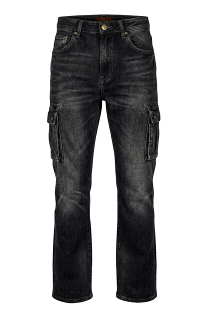 Ladies Acid Wash Wide Leg Jeans With Cargo