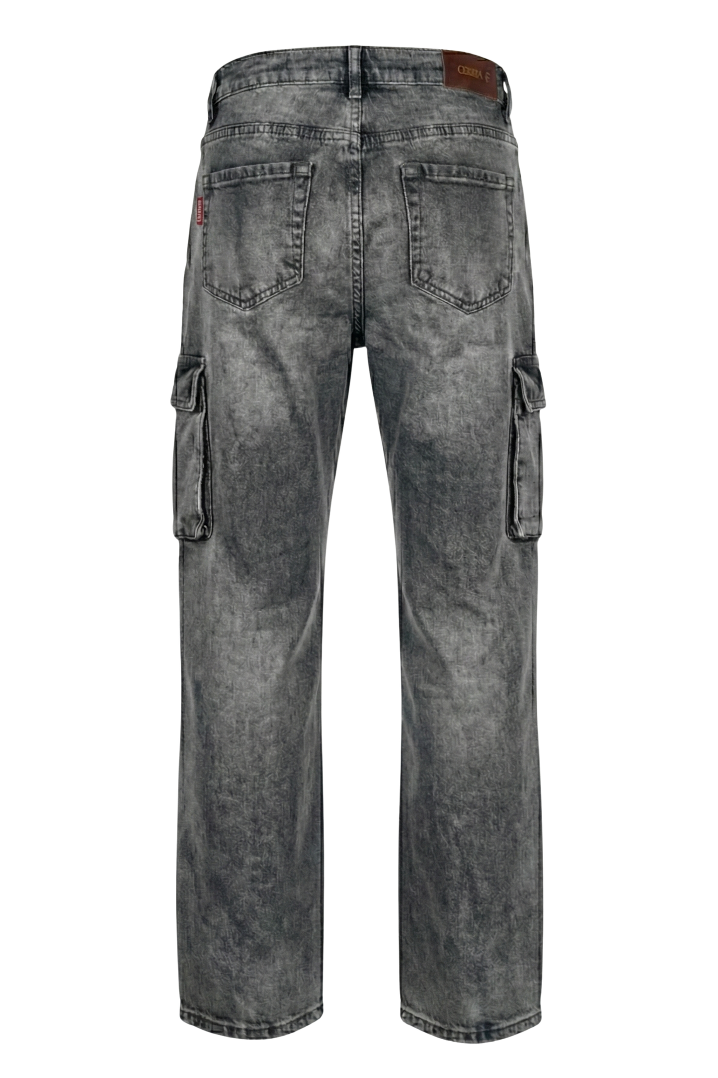 Ladies Acid Wash Wide Leg Jeans With Cargo