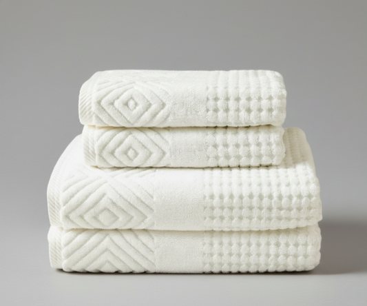 Luxury Bath Towel Set – Texere 100% Organic Cotton Diamond Jacquard
