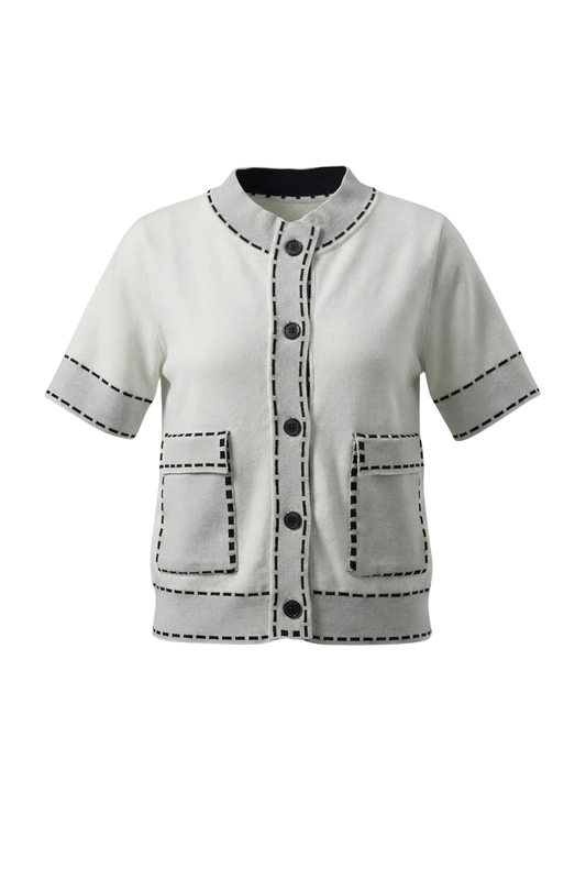 Women’s Short-Sleeve Buttoned Knit Top