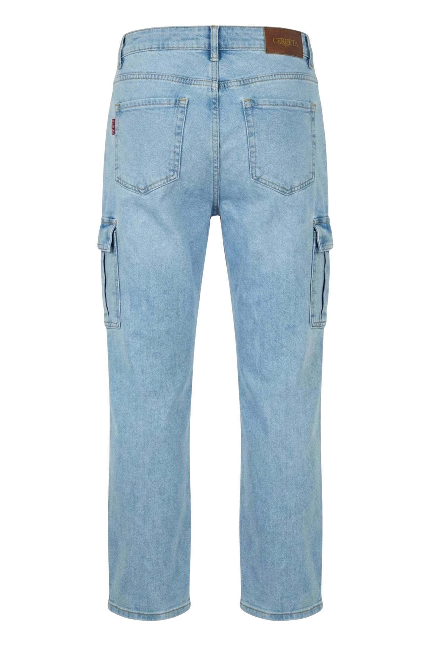 Ladies Acid Wash Wide Leg Jeans With Cargo