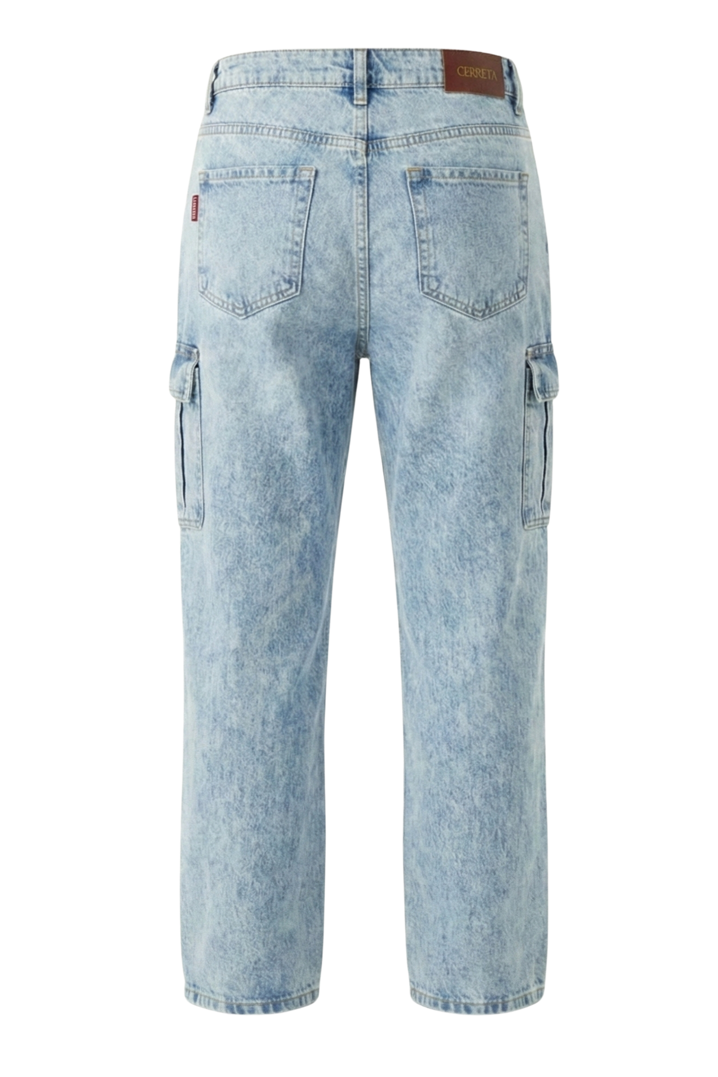 Ladies Acid Wash Wide Leg Jeans With Cargo
