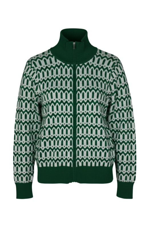 Elite Geometric Full-Zip Knit Cardigan