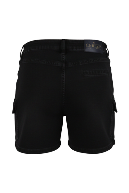 Ladies Stretch Denim Shorts With Cargo