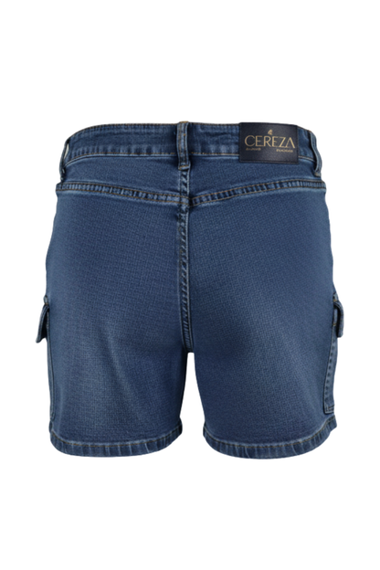 Ladies Stretch Denim Shorts With Cargo