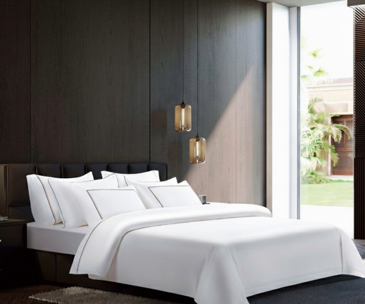 Hotel Double Colors Embroidery Border Bedding Set