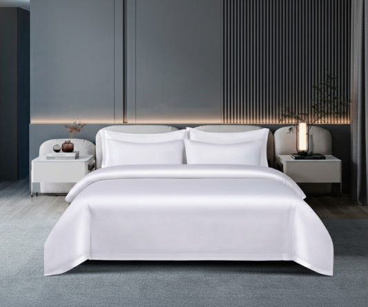 Hotel White Satin Bedding Set
