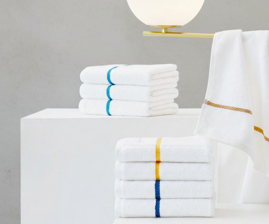 White Towel With Colored Dobby Stripes
