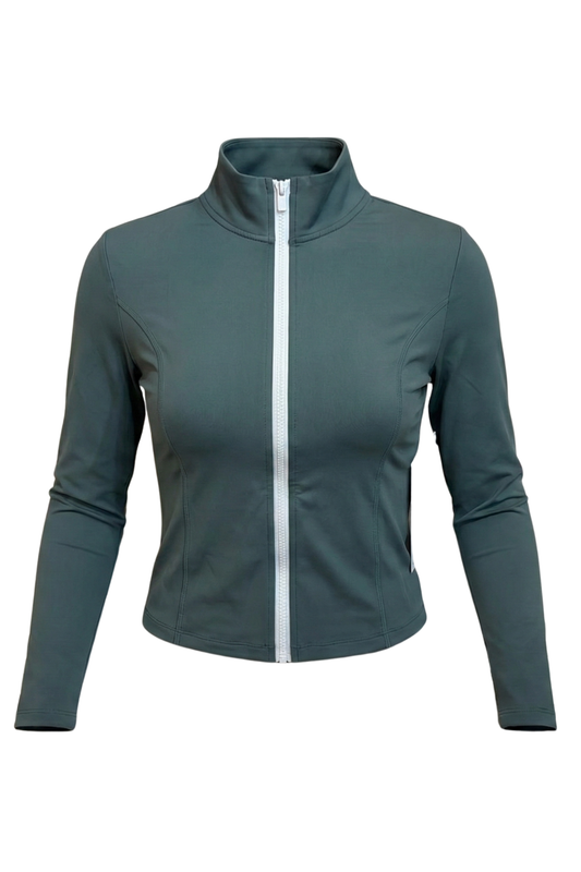 Ladies Knitted Sport High Neck Jacket With Zipper
