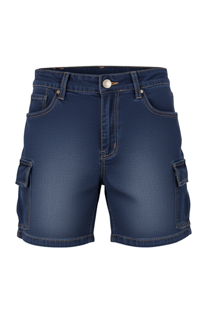 Ladies Stretch Denim Shorts With Cargo