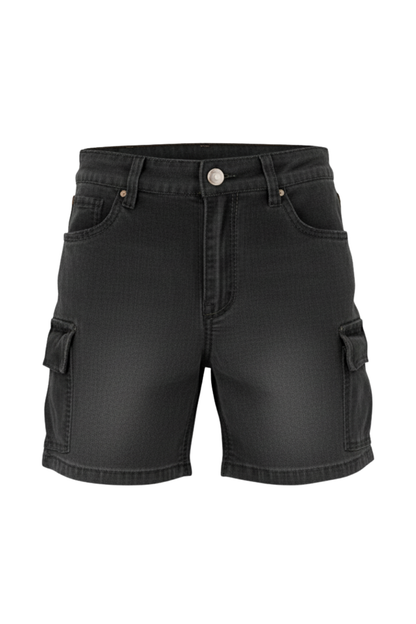 Ladies Stretch Denim Shorts With Cargo