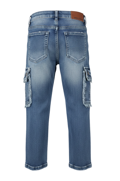 Boys Frayed Cargo Jeans