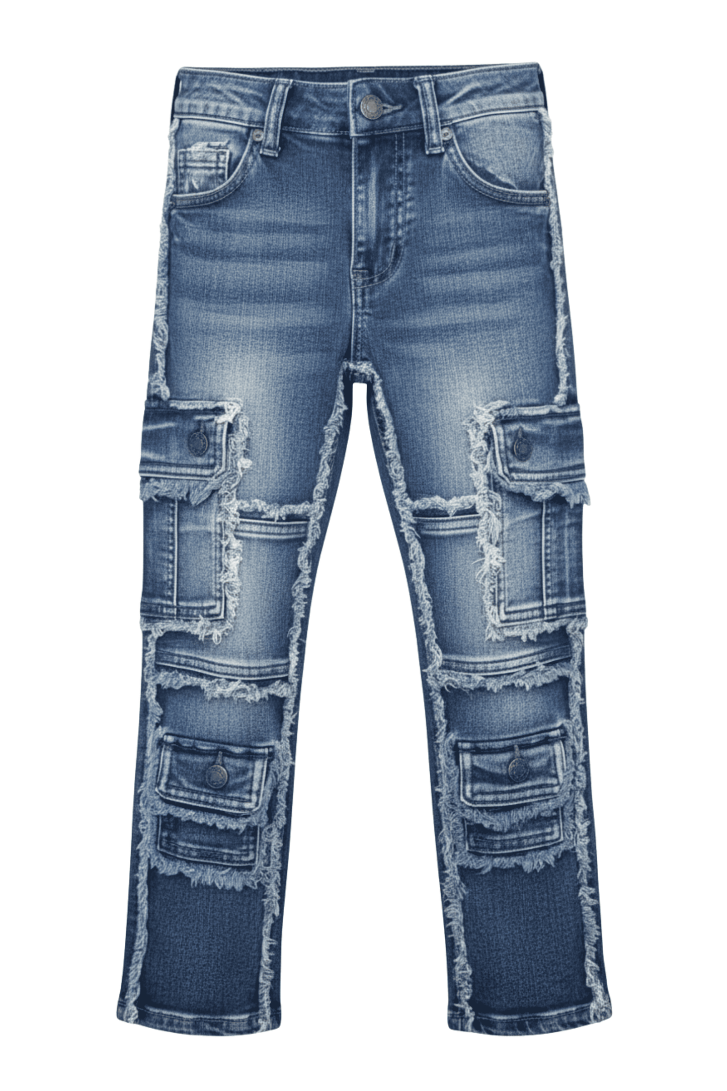 Boys Frayed Cargo Jeans