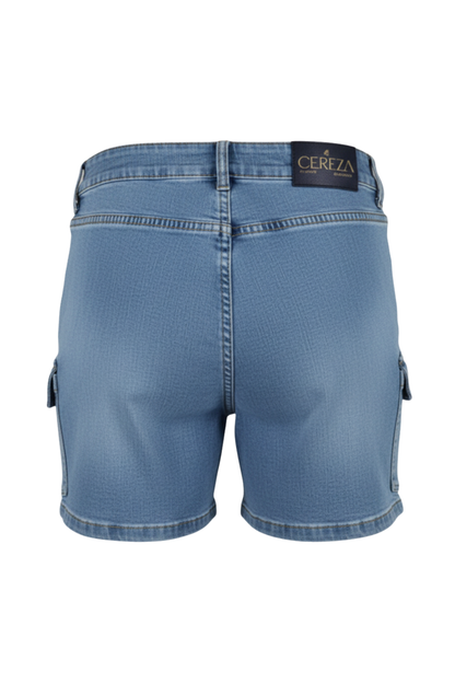Ladies Stretch Denim Shorts With Cargo