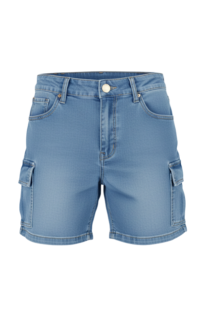 Ladies Stretch Denim Shorts With Cargo