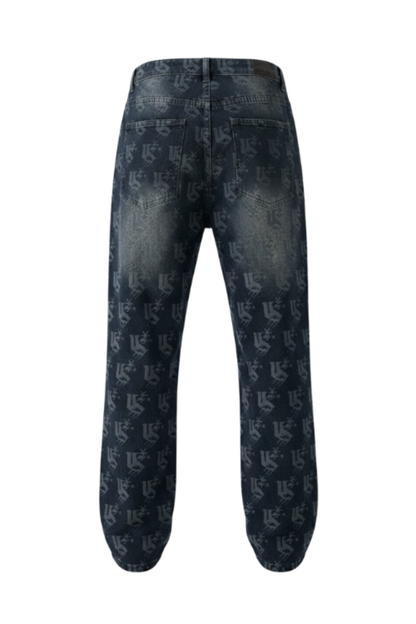 Men's Non-Stretch Denim Printed Jeans