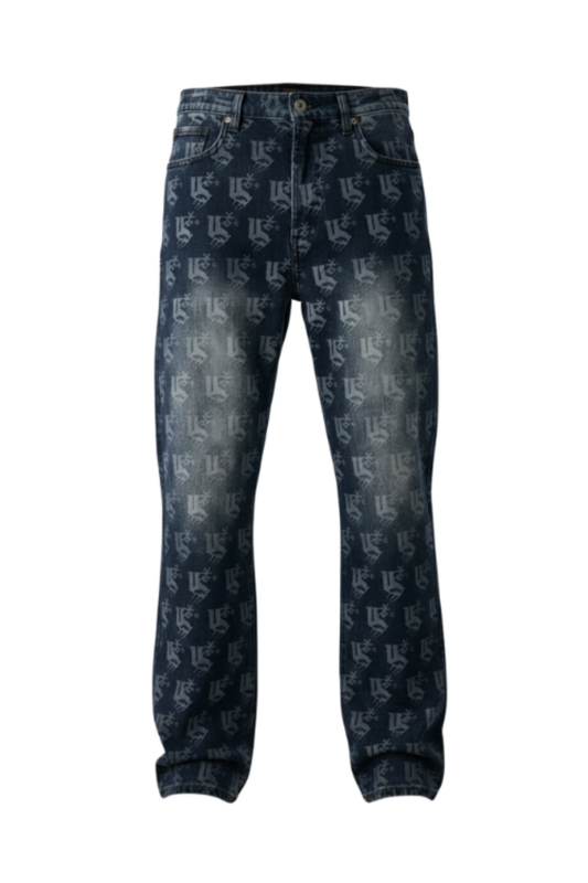 Men's Non-Stretch Denim Printed Jeans
