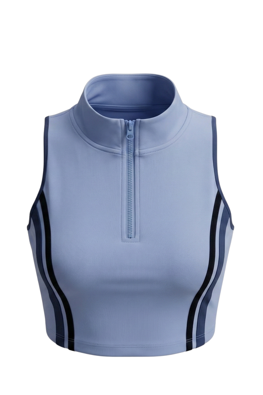 Ladies Knitted Sport High Neck Top With Zipper