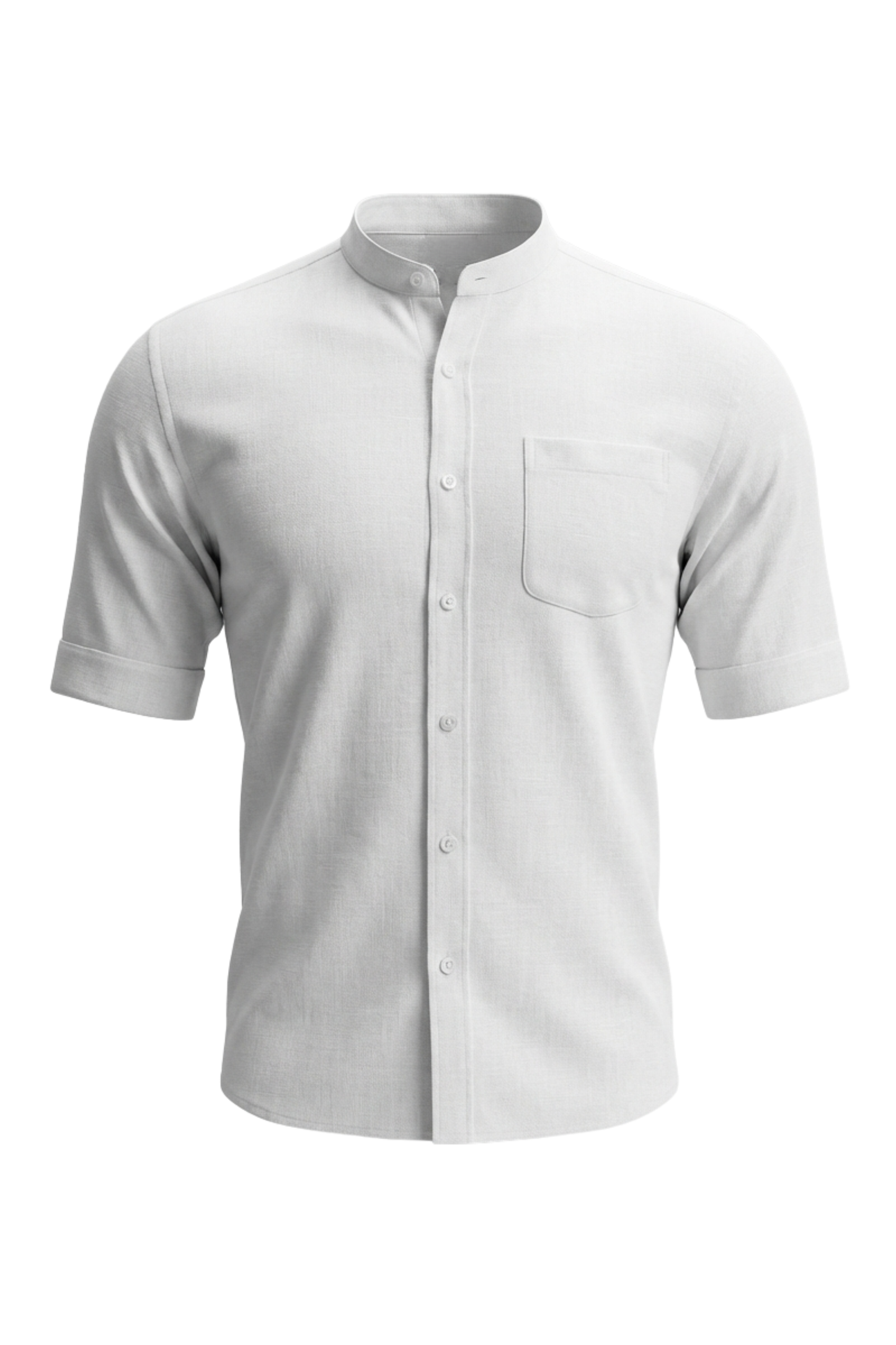 Men’s Shirt Solid Short Sleeve Mao Neck